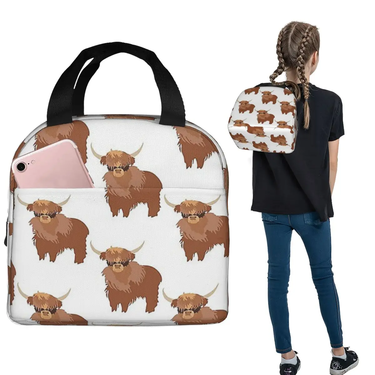 Fluffy Highland Cow Insulated Lunch Bag for Women Kids Leakproof Food Boxes Thermal Lunch Box Tote
Fluffy Highland Cow Insulated Lunch Bag for Women Kids Leakproof Food Boxes Thermal Lunch Box Tote