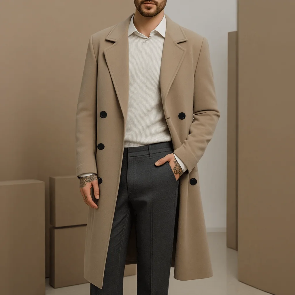 Men's Double-Breasted Woolen Blend Overcoat Plush Lined Windproof Jacket for Autumn Winter - Business Casual Urban Commute
Men's Double-Breasted Woolen Blend Overcoat Plush Lined Windproof Jacket for Autumn Winter - Business Casual Urban Commute