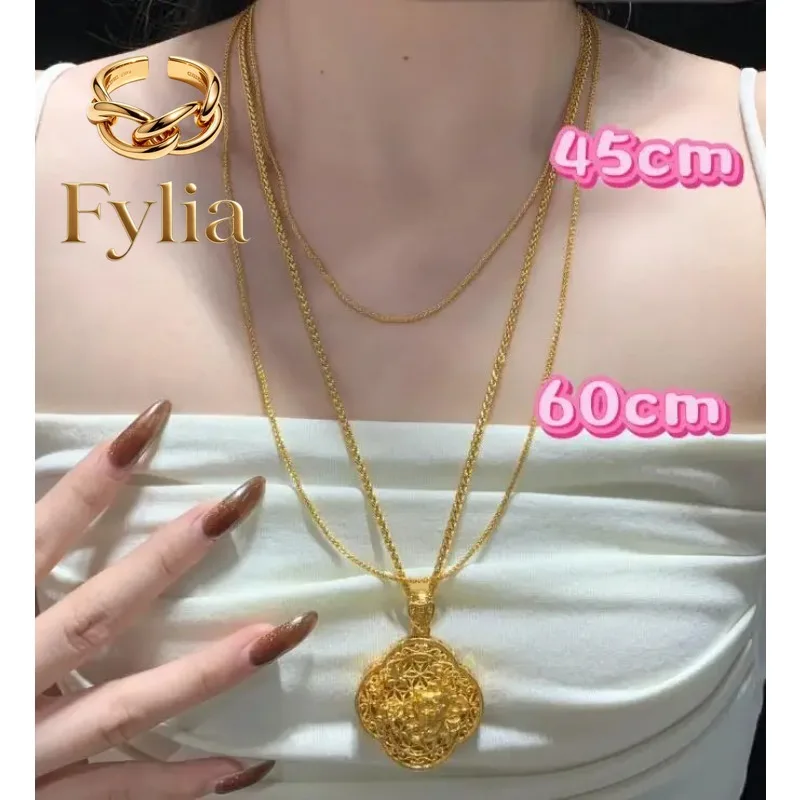 Fylia Jewelry 9999 24K real gold necklace 2.5mm Chopard chain women's fashion sweater chain versatile pendant
Fylia Jewelry 9999 24K real gold necklace 2.5mm Chopard chain women's fashion sweater chain versatile pendant