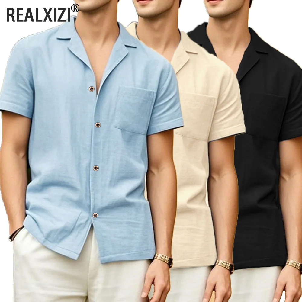 Men's Casual Short Sleeve Shirts Leisure Street Wear Lapel Button-down Solid Color Shirts for Men Vintage Vacation Blouse
Men's Casual Short Sleeve Shirts Leisure Street Wear Lapel Button-down Solid Color Shirts for Men Vintage Vacation Blouse