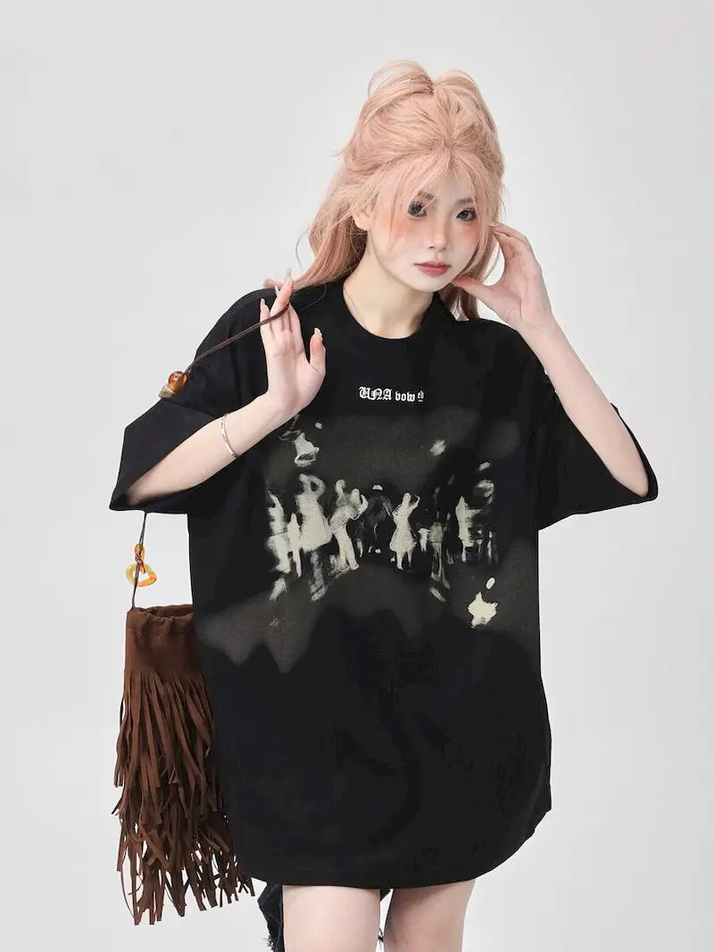 Cotton T-shirt for Women Summer Trend Short Sleeve Thin Tops American Retro High Street Tshirt Casual Loose Couple Tees Ins
Cotton T-shirt for Women Summer Trend Short Sleeve Thin Tops American Retro High Street Tshirt Casual Loose Couple Tees Ins