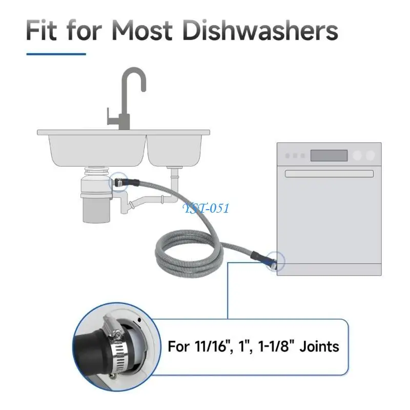 E15A Heavy Duty Dishwasher Drain Hose 10 Feet Extension Universal Sizes Kink Resistant Easy Installation Leak Proof for 5/8in
E15A Heavy Duty Dishwasher Drain Hose 10 Feet Extension Universal Sizes Kink Resistant Easy Installation Leak Proof for 5/8in