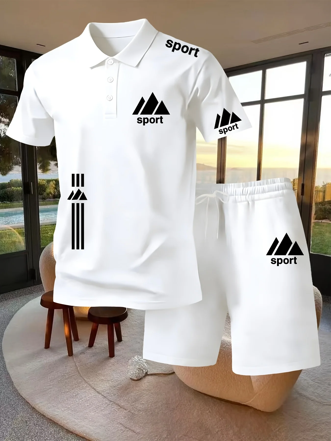 Men 2Pcs Set Short Sleeve Lapel Polo Shirt Drawstring Elastic Waist Shorts Summer Casual Breathable Athletic Running Outfit Suit
Men 2Pcs Set Short Sleeve Lapel Polo Shirt Drawstring Elastic Waist Shorts Summer Casual Breathable Athletic Running Outfit Suit