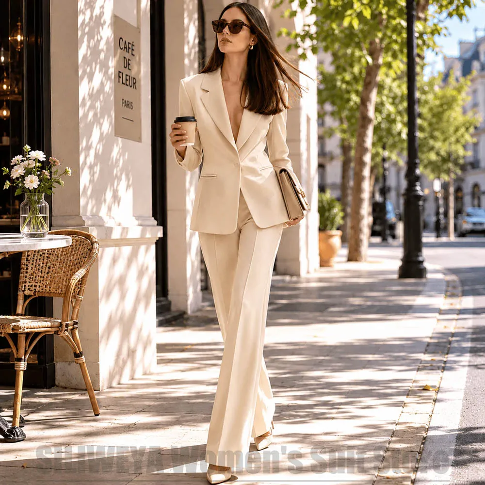 Women Two Piece Suit Notched Lapel Blazer And Trousers Formal Outfit Business Office Evening Party Elegant Lady Chic Suits
Women Two Piece Suit Notched Lapel Blazer And Trousers Formal Outfit Business Office Evening Party Elegant Lady Chic Suits