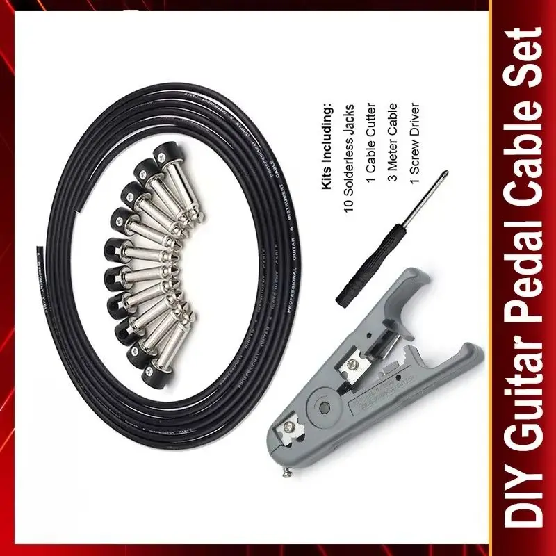 DIY Guitar Pedal Patch Cable Solder-free Pedal Board Copper Cable Kit 10ft 10 Strait Audio 6.35 Jacks for Guitar Pedal
DIY Guitar Pedal Patch Cable Solder-free Pedal Board Copper Cable Kit 10ft 10 Strait Audio 6.35 Jacks for Guitar Pedal