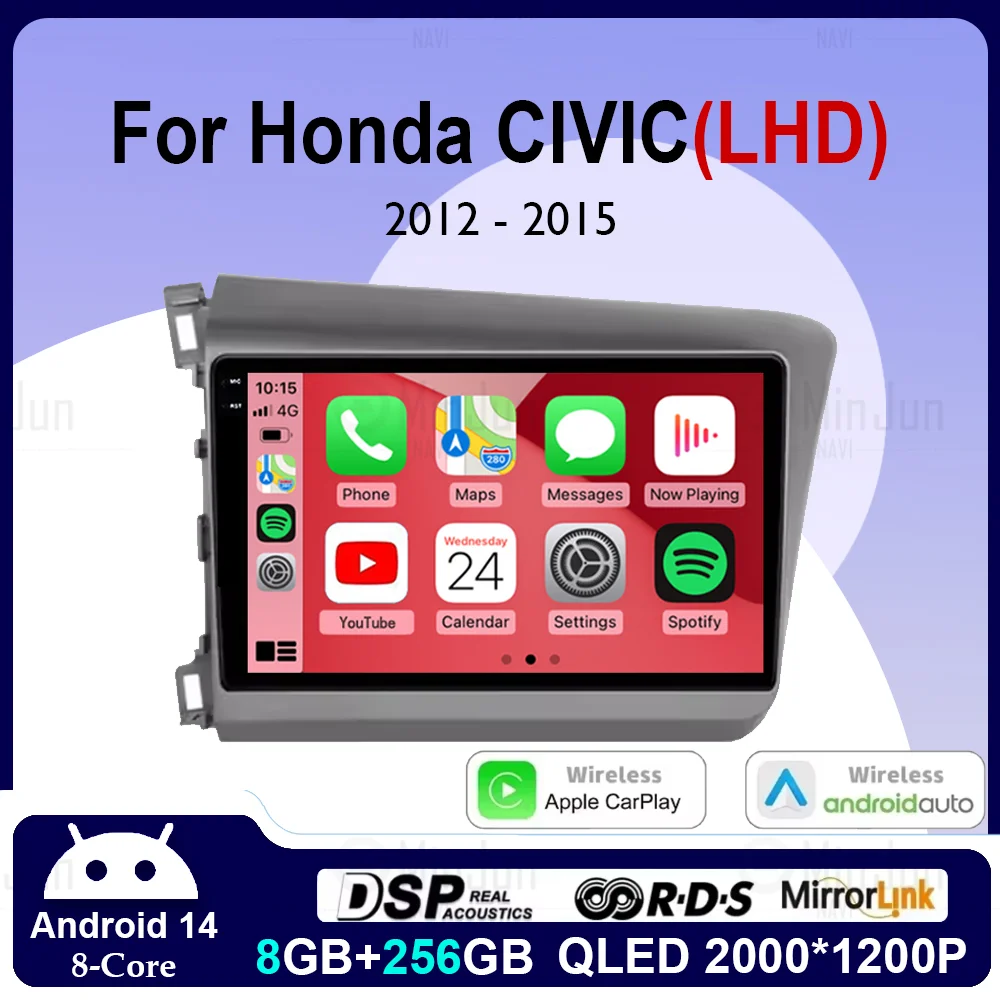 Беспроводной Carplay Android Auto GPS для Honda Civic 9 2012 2013 2014 2015 LHD Android 14 Автомобильный стерео радио мультимедиа DSP 4G + WIFI
Беспроводной Carplay Android Auto GPS для Honda Civic 9 2012 2013 2014 2015 LHD Android 14 Автомобильный стерео радио мультимедиа DSP 4G + WIFI