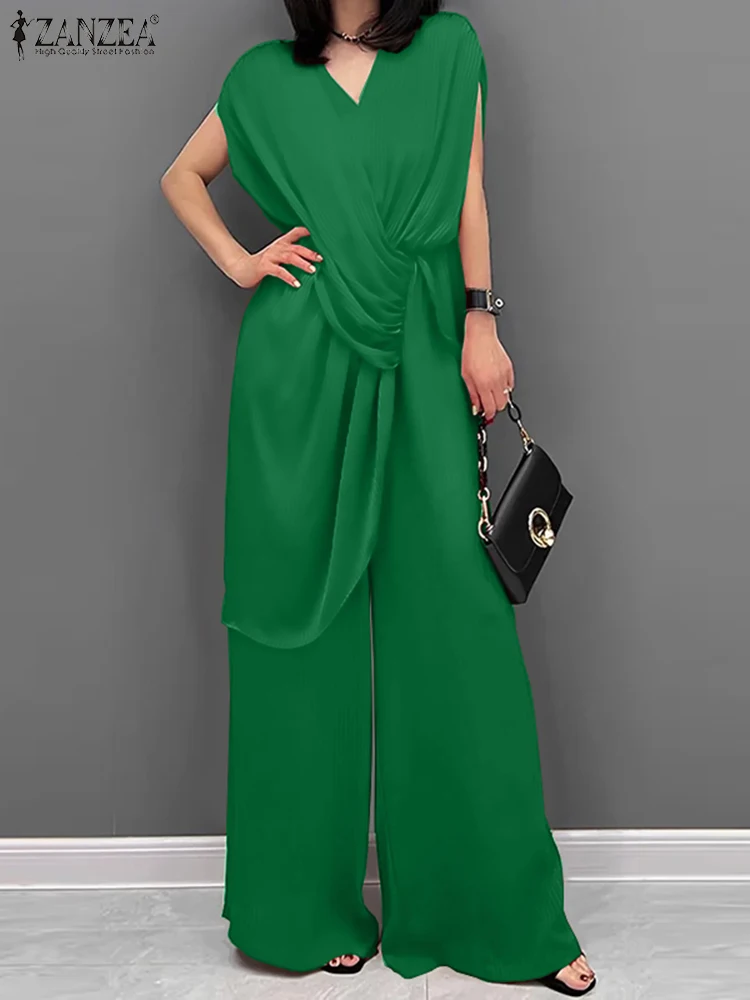 ZANZEA Elegant Women Wide Leg Overalls Summer Fashion Long Romper Short Sleeve V-neck Jumpsuits Draped Elastic Waist Playsuit
ZANZEA Elegant Women Wide Leg Overalls Summer Fashion Long Romper Short Sleeve V-neck Jumpsuits Draped Elastic Waist Playsuit