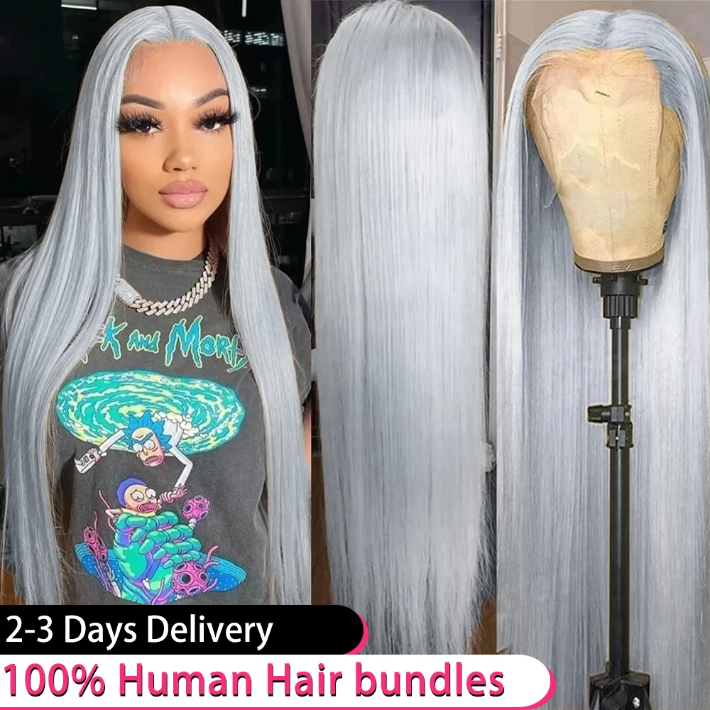 40Inch Silver Grey Straight 13x6 HD Lace Front Human Hair Wigs 100% Brazilian Pre Plucked Transparent Lace Frontal Wig For Women
40Inch Silver Grey Straight 13x6 HD Lace Front Human Hair Wigs 100% Brazilian Pre Plucked Transparent Lace Frontal Wig For Women