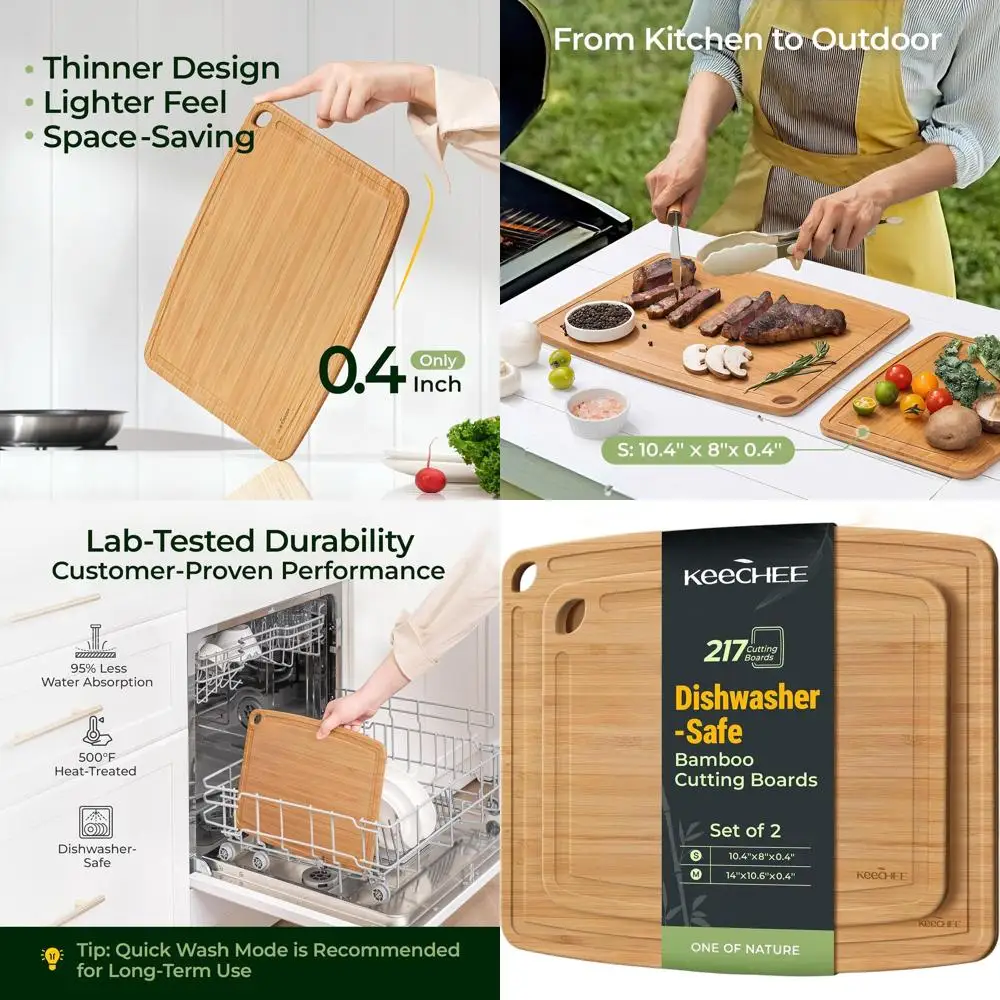 Set of 2 Bamboo Cutting Boards - Dishwasher Safe, Lightweight, Durable for Kitchen Use with Juice Groove
Set of 2 Bamboo Cutting Boards - Dishwasher Safe, Lightweight, Durable for Kitchen Use with Juice Groove