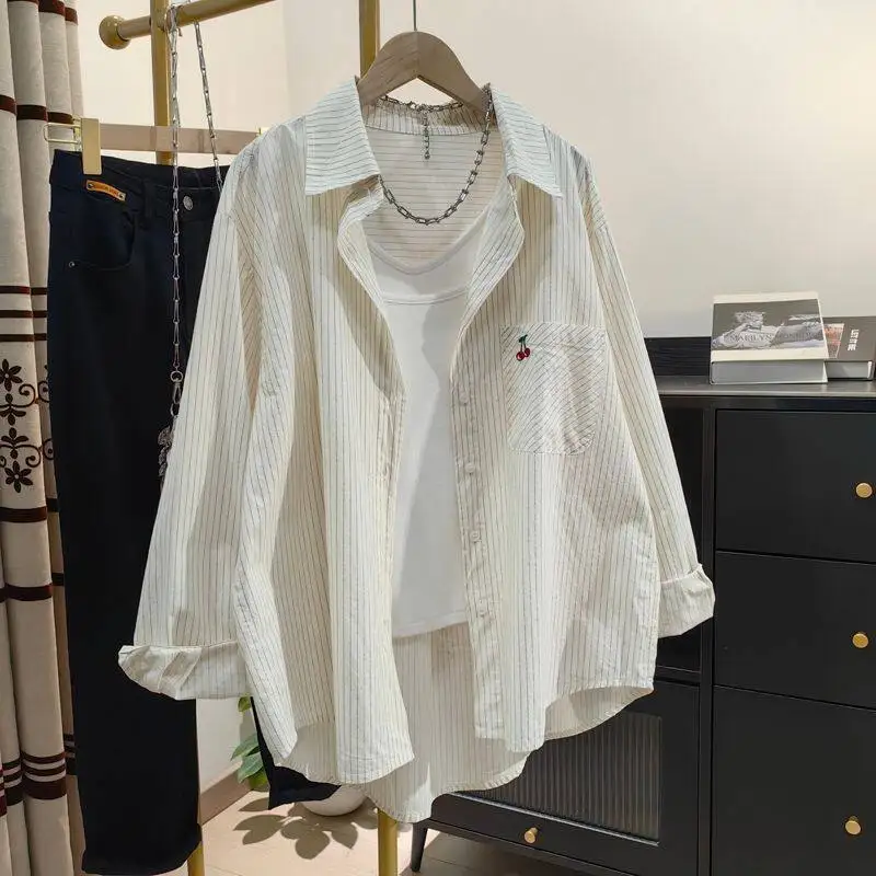 Summer Large Size Men's Casual Shirt Embroidered Cherry Stripes Sun Protection Outerwear Breathable Polyester Loose Fit
Summer Large Size Men's Casual Shirt Embroidered Cherry Stripes Sun Protection Outerwear Breathable Polyester Loose Fit