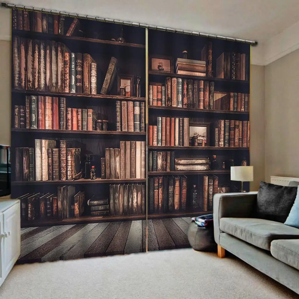 Brown bookself curtains 3D Window Curtains For Living Room Bedroom Drapes Cortina Customized size
Brown bookself curtains 3D Window Curtains For Living Room Bedroom Drapes Cortina Customized size
