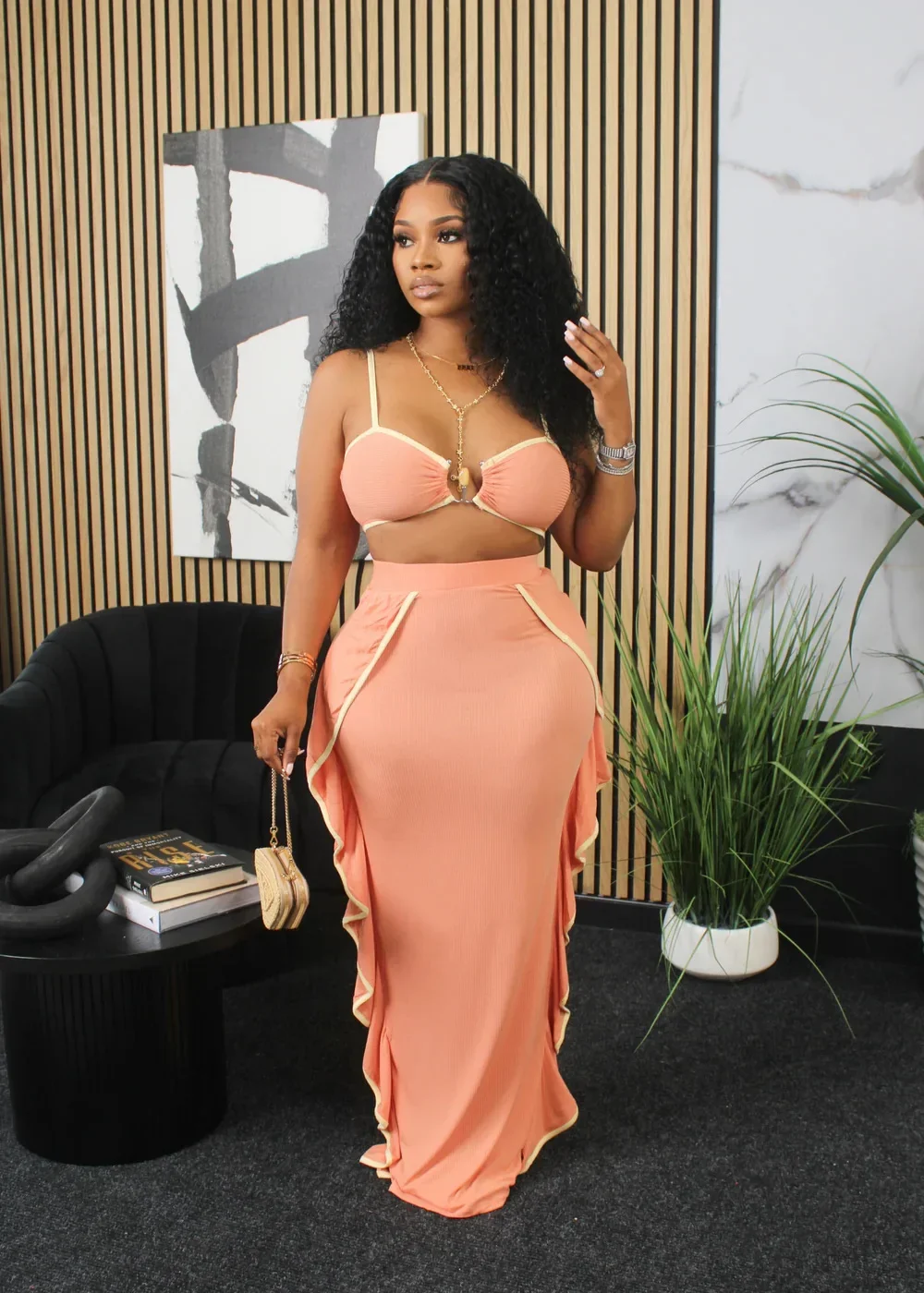 Two Piece Dress for Women 2 Piece Sets Spaghetti Strap Tops Ruffle Bodycon Maxi Skirt Suits Women 2 Piece Outfit
Two Piece Dress for Women 2 Piece Sets Spaghetti Strap Tops Ruffle Bodycon Maxi Skirt Suits Women 2 Piece Outfit