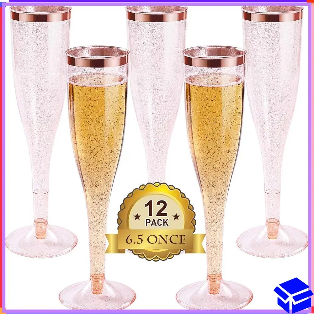 Reliable Plastic Champagne Flutes With Rose Gold Glitter And Rose Gold Rim Reusable Disposable Mimosa Glasses For Party
Reliable Plastic Champagne Flutes With Rose Gold Glitter And Rose Gold Rim Reusable Disposable Mimosa Glasses For Party