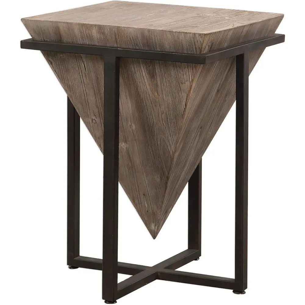 ern Rustic Industrial PyraEnd Table | Geometric Iron Wood Block Accent
ern Rustic Industrial PyraEnd Table | Geometric Iron Wood Block Accent