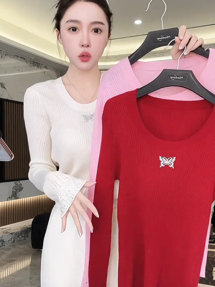 Tianjiao Baby Low round Ne Knitted Wool Sweater with Rhinestone Sves Ele Base irt Sweet Sle Slim Fit
Tianjiao Baby Low round Ne Knitted Wool Sweater with Rhinestone Sves Ele Base irt Sweet Sle Slim Fit