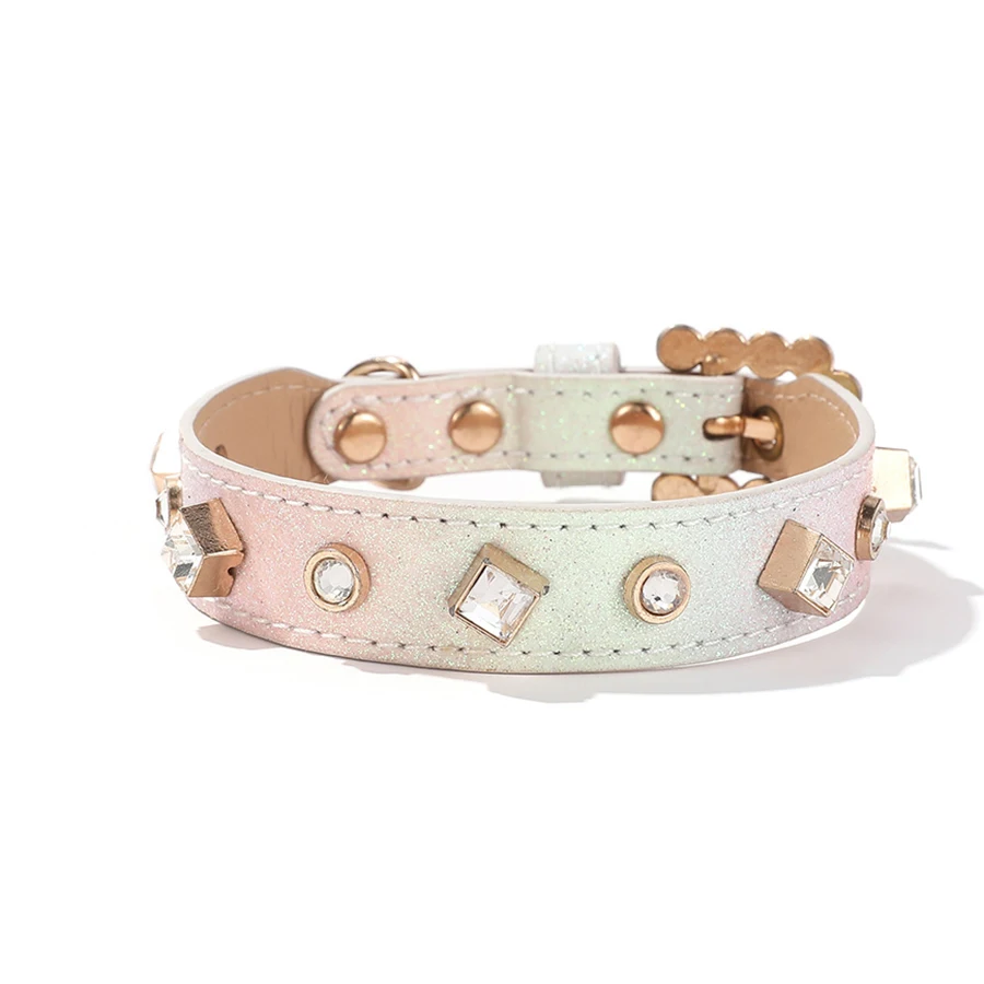 PU Leather Cat Dog Collar, Rhinestones Puppy Collars with Rivets, Adjustable with Golden Buckle for Small Dogs Gradient-colored
PU Leather Cat Dog Collar, Rhinestones Puppy Collars with Rivets, Adjustable with Golden Buckle for Small Dogs Gradient-colored