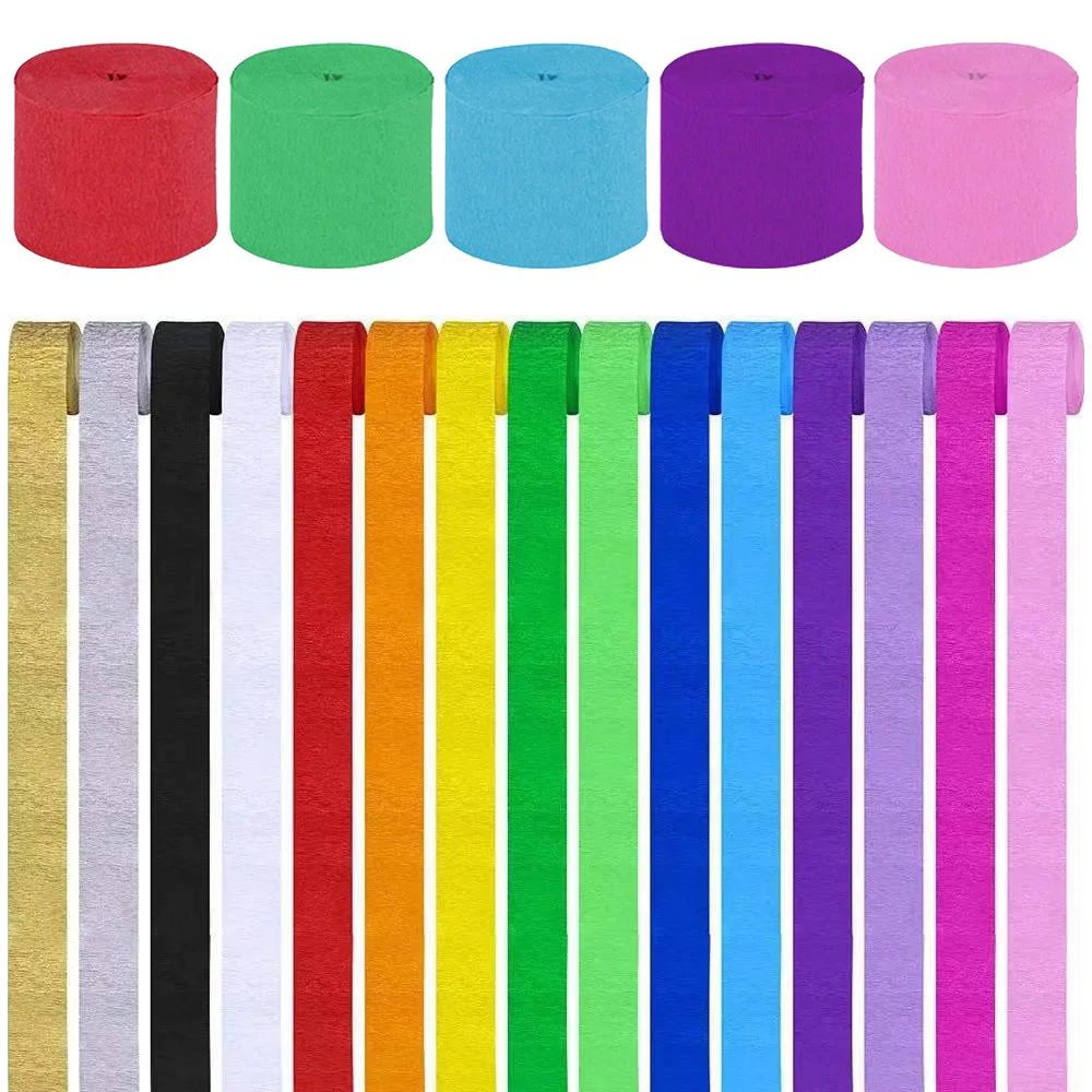 5 Rolls Rainbow Crepe Paper Streamers - 10m/32.8ft Each Roll, Colorful Wrinkled Paper Backdrop Curtain for Birthday, Wedding
5 Rolls Rainbow Crepe Paper Streamers - 10m/32.8ft Each Roll, Colorful Wrinkled Paper Backdrop Curtain for Birthday, Wedding