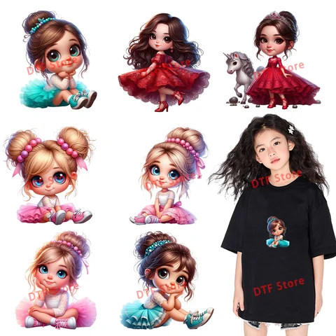 Ballet Dress Girl Iron Printed Clothing Thermoadhesive Patches Pattern DTF Heat Transfers Stickers for Clothing Printing