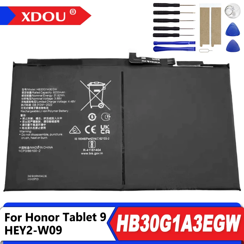 100% Brand-New Battery 8200mAh HB30G1A3EGW For Honor Pad 9, HEY2-W09 Mobile Phone Battery +Tools
100% Brand-New Battery 8200mAh HB30G1A3EGW For Honor Pad 9, HEY2-W09 Mobile Phone Battery +Tools