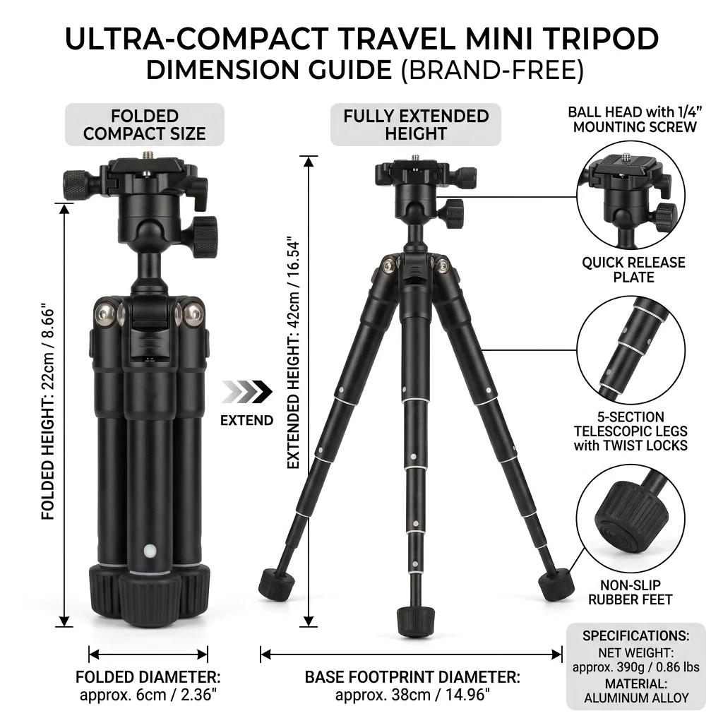 Q1 All-Aluminum Mini Tripod with Ball Head, Multi-Level Adjustable, Desktop & Handheld Use for DSLR, Mirrorless & Action Cameras
Q1 All-Aluminum Mini Tripod with Ball Head, Multi-Level Adjustable, Desktop & Handheld Use for DSLR, Mirrorless & Action Cameras