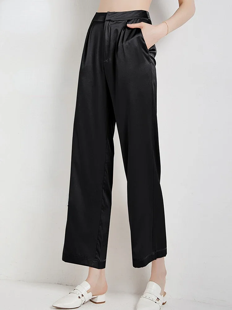 Summer Suit Pant High-waisted Mulberry Silk Wide Leg Pants For Women Loose Casual Straight Trousers Women's Silk Pants Women Zm
Summer Suit Pant High-waisted Mulberry Silk Wide Leg Pants For Women Loose Casual Straight Trousers Women's Silk Pants Women Zm