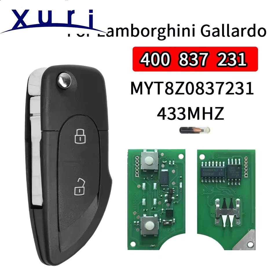 for Lamborghini Gallardo Flip Remote Key 2 Buttons 315/433MHz 400 837 231 FCC ID: MYT8Z0837231 ID48 Chip Vehicle Keys
for Lamborghini Gallardo Flip Remote Key 2 Buttons 315/433MHz 400 837 231 FCC ID: MYT8Z0837231 ID48 Chip Vehicle Keys