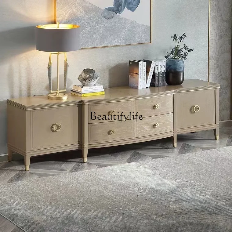 American light luxury country TV cabinet coffee table combination solid wood furniture postmodern simplicity
American light luxury country TV cabinet coffee table combination solid wood furniture postmodern simplicity