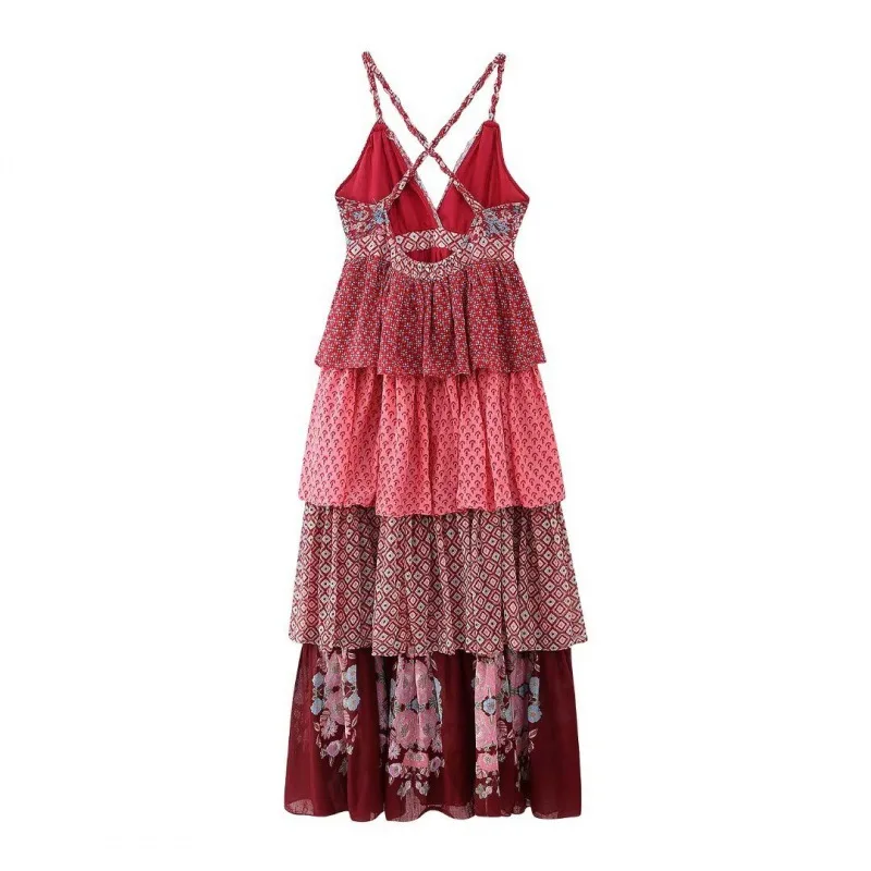 Summer Retro Casual Vacation Beach Women's Clothing New Loose Printed Plaid Layered Ruffled Spaghetti Straps Dress
Summer Retro Casual Vacation Beach Women's Clothing New Loose Printed Plaid Layered Ruffled Spaghetti Straps Dress