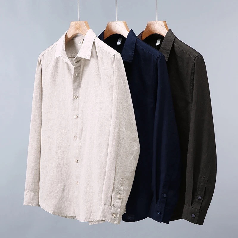 Skin-Friendly Luxury Shirts For Men Long Sleeve Linen 100% Solid Summer Quality Breathable All Match Loose Fit Camisas De Hombre
Skin-Friendly Luxury Shirts For Men Long Sleeve Linen 100% Solid Summer Quality Breathable All Match Loose Fit Camisas De Hombre