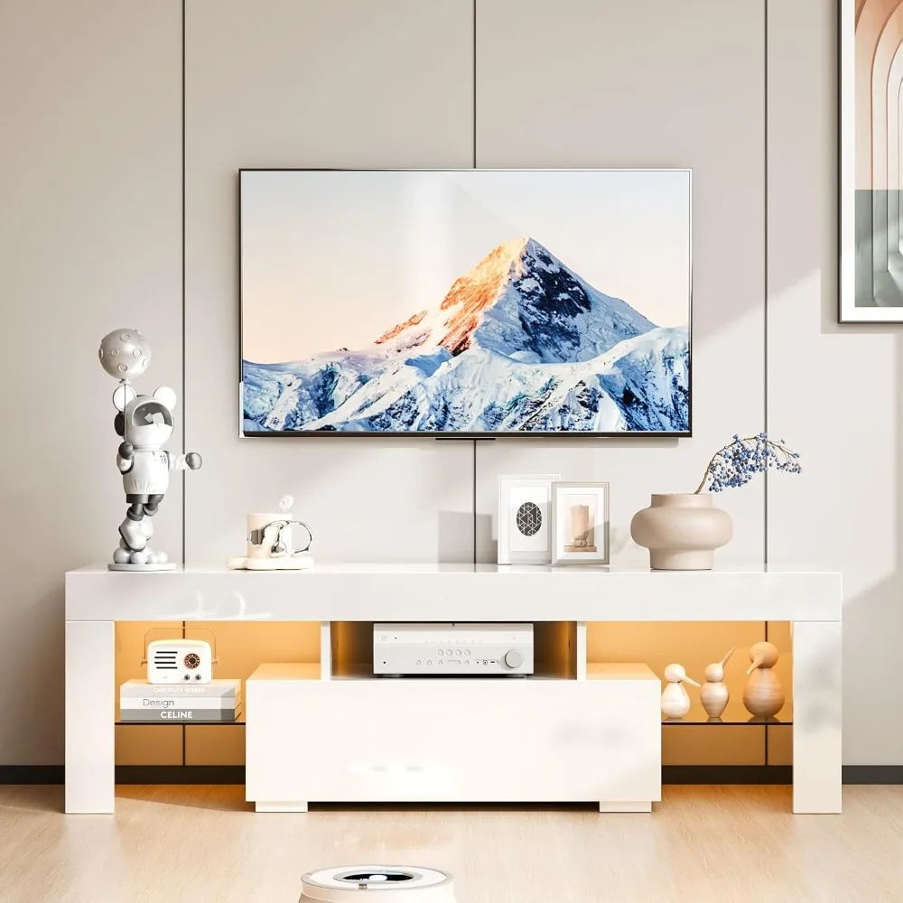 51-inch LED TV Stand, High-gloss Modern Entertainment Center with LED Lighting and Storage Space
51-inch LED TV Stand, High-gloss Modern Entertainment Center with LED Lighting and Storage Space