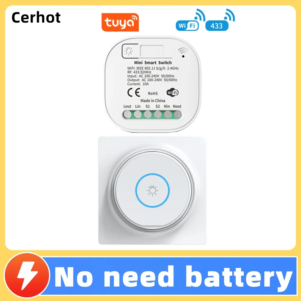 Cerhot 16A Tuya WiFi Smart Switch Wireless Timer Switch Smart Home Tuya App No Battery Light Switch Work with Google Home Alexa
Cerhot 16A Tuya WiFi Smart Switch Wireless Timer Switch Smart Home Tuya App No Battery Light Switch Work with Google Home Alexa