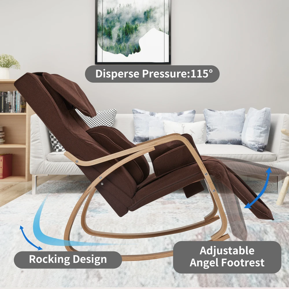 Full massage function-Air pressure-Comfortable Relax Rocking Chair, Lounge Chair Relax Chair with Cotton Fabric Cushion Brown
Full massage function-Air pressure-Comfortable Relax Rocking Chair, Lounge Chair Relax Chair with Cotton Fabric Cushion Brown