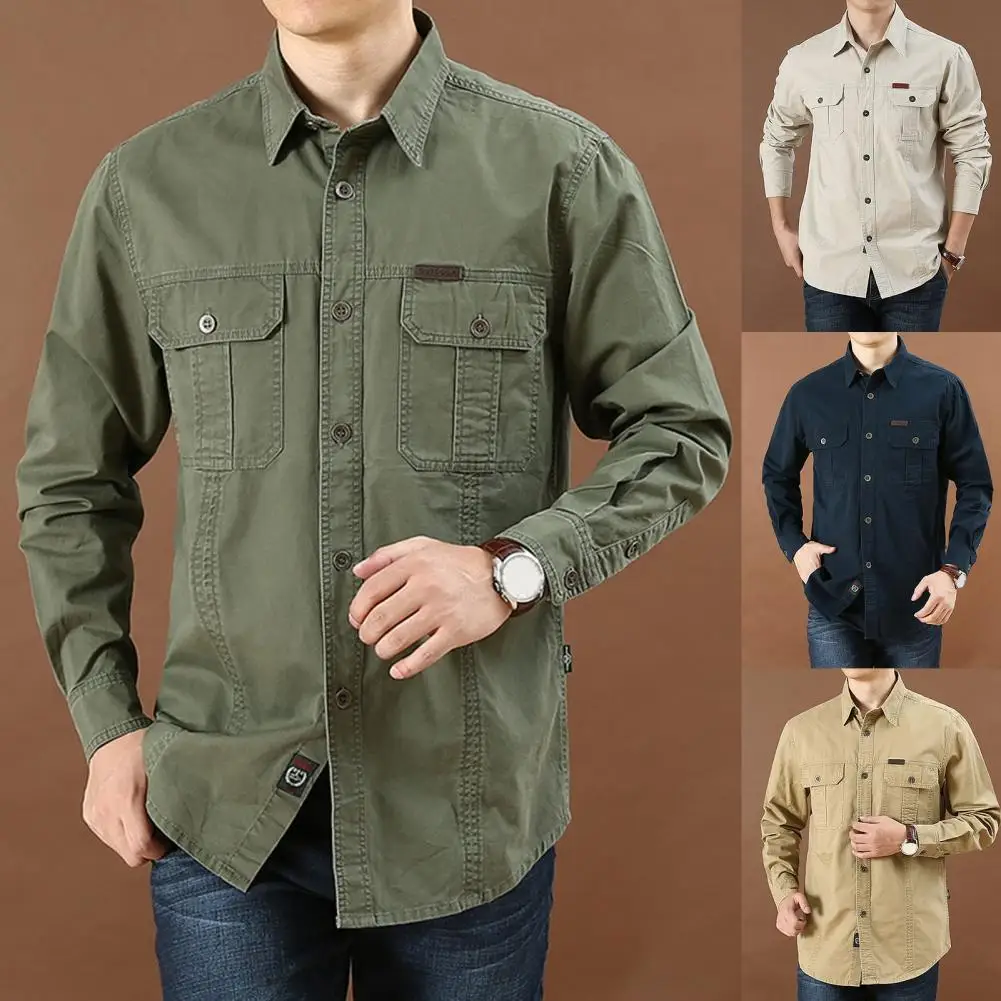 Shirt All Match Spring T-shirt Great Stitching Turn-down Collar Terrific Wear-resistant Men Top
Shirt All Match Spring T-shirt Great Stitching Turn-down Collar Terrific Wear-resistant Men Top