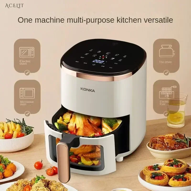 Household air fryer. Large capacity. Oil-free. Smart appointment and timing. Visual. Fully automatic. electric fryer.
Household air fryer. Large capacity. Oil-free. Smart appointment and timing. Visual. Fully automatic. electric fryer.