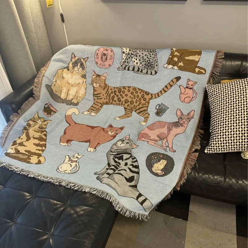 Cat Pattern Throw Blanket Tassel Edge Decorative Tapestry for Sofa Couch and Room Aesthetic Use Blankets for Beds
Cat Pattern Throw Blanket Tassel Edge Decorative Tapestry for Sofa Couch and Room Aesthetic Use Blankets for Beds