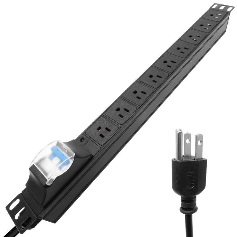 Cabinet Rack Mount Metal Power Strip with Breaker 16 Amp 9 Ways US Outlets Plug extension electrica 1.5M Extension Cord LED
Cabinet Rack Mount Metal Power Strip with Breaker 16 Amp 9 Ways US Outlets Plug extension electrica 1.5M Extension Cord LED