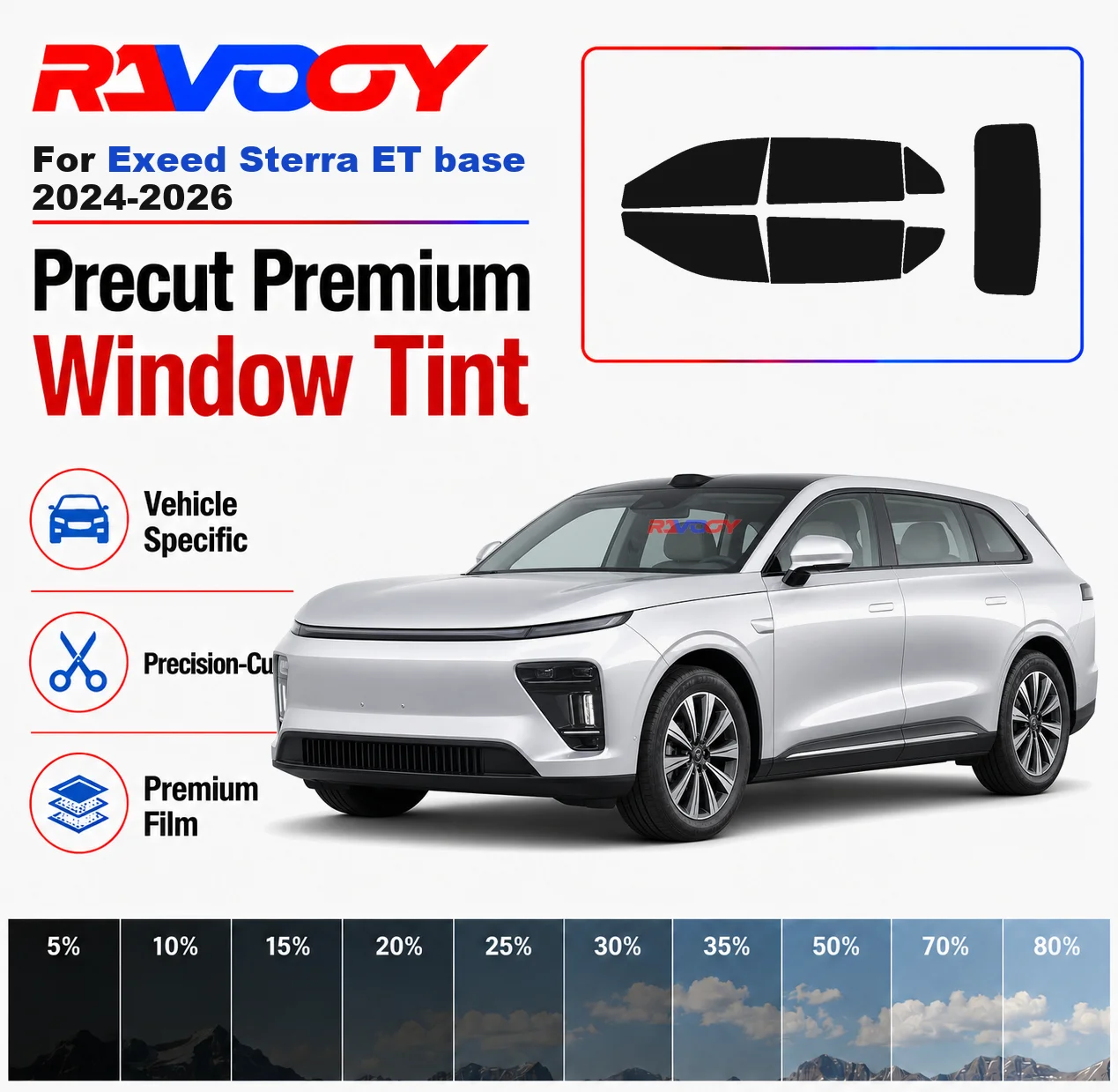 Premium Precut Window Tint Kit Front Rear Windows Rear Windshield For Exeed Sterra ET base 2024-2026 Car Solar Nano Ceramic Film
Premium Precut Window Tint Kit Front Rear Windows Rear Windshield For Exeed Sterra ET base 2024-2026 Car Solar Nano Ceramic Film