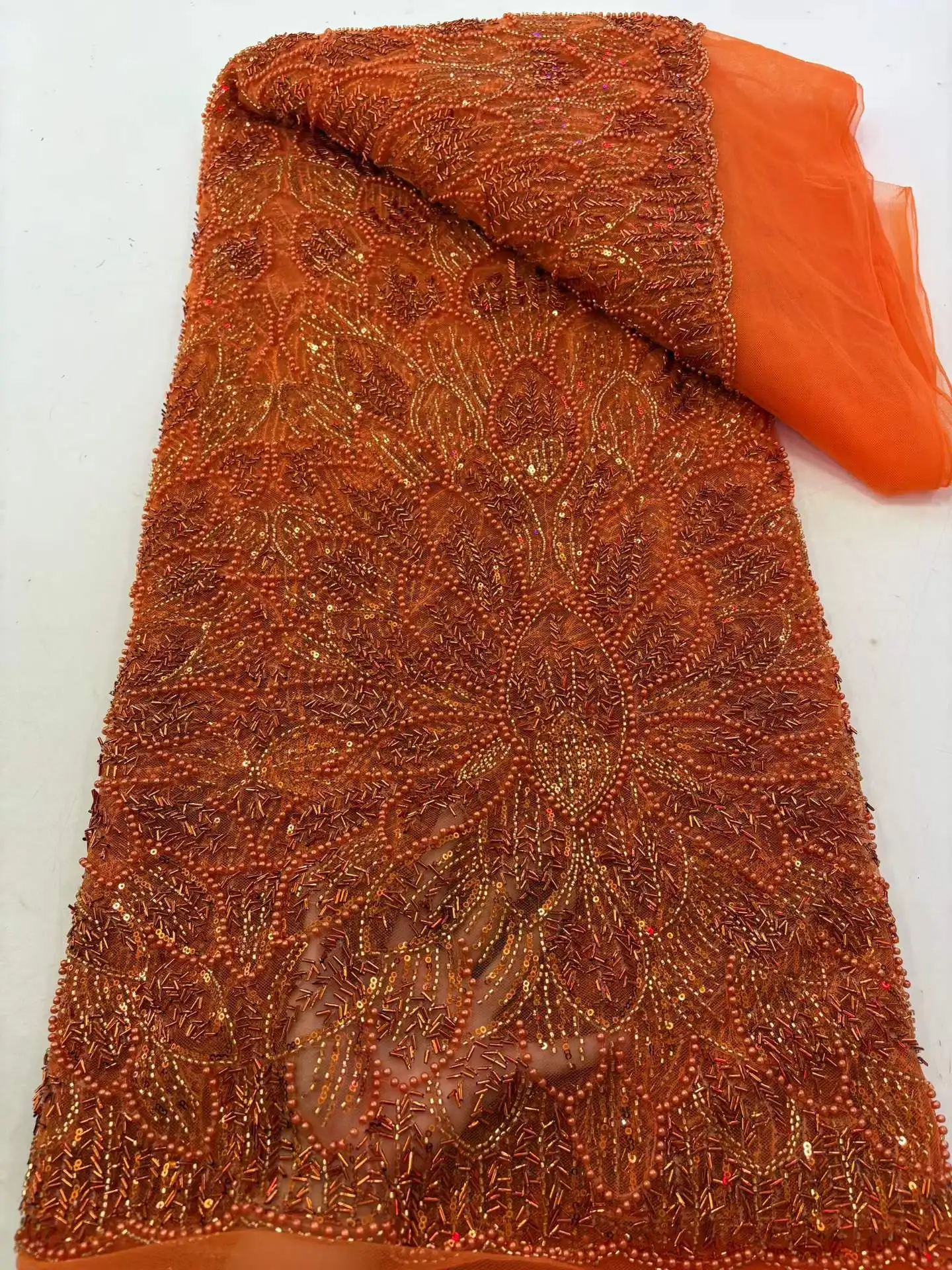 Luxury 5 Y Nigerian Groom Embroidery Beaded Lace Fabric High-End African Sequins Lace Fabric For Bridal Evening Dress Sewing
Luxury 5 Y Nigerian Groom Embroidery Beaded Lace Fabric High-End African Sequins Lace Fabric For Bridal Evening Dress Sewing