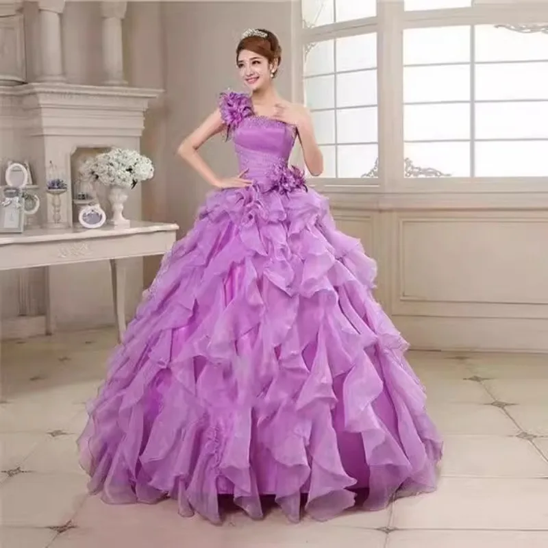 Banquet Evening Gown, Host's One Shoulder Gown, Long Stage Performance Costume, Solo Singing, Fluffy Skirt, Studio Colored Veil
Banquet Evening Gown, Host's One Shoulder Gown, Long Stage Performance Costume, Solo Singing, Fluffy Skirt, Studio Colored Veil