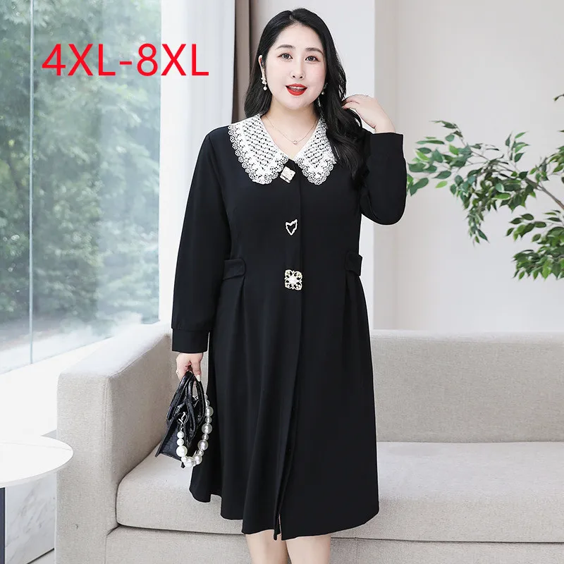 New 2022 Ladies Spring Autumn Plus Size Dress For Women Large Size Long Sleeve V-neck blackMidi Dress 4XL 5XL 6XL 7XL 8XL
New 2022 Ladies Spring Autumn Plus Size Dress For Women Large Size Long Sleeve V-neck blackMidi Dress 4XL 5XL 6XL 7XL 8XL