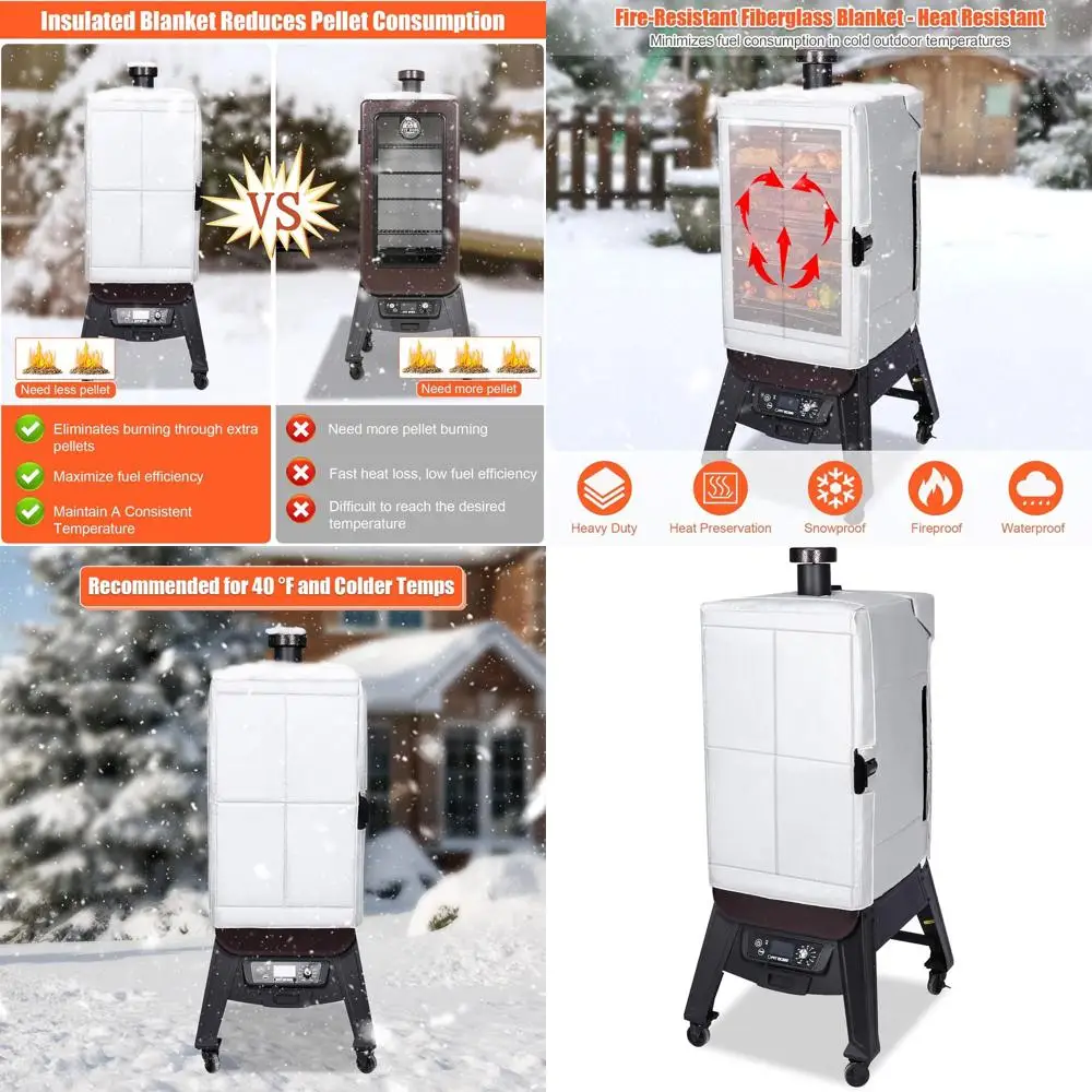 Pellet Vertical Smoker Insulation Blanket, Insulated Grill Cover for Cold Weather BBQ Heat Retention
Pellet Vertical Smoker Insulation Blanket, Insulated Grill Cover for Cold Weather BBQ Heat Retention