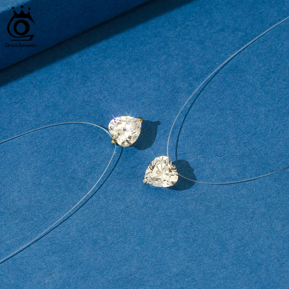 ORSA JEWELS Trendy 925 Sterling Silver 8A Clear Zirconia Love Pendant Necklace Transparent Fishing Line Choker Chain Gift LZN32
ORSA JEWELS Trendy 925 Sterling Silver 8A Clear Zirconia Love Pendant Necklace Transparent Fishing Line Choker Chain Gift LZN32