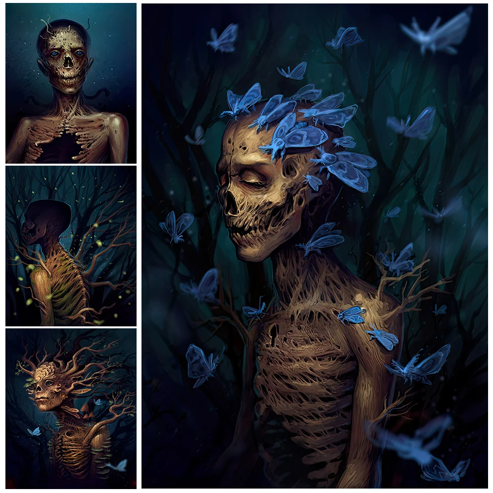 Forest Monster And Fireflies Wall Art Moths And Dead Bones Canvas Painting Surreal Horror Art Poster And Prints Home Decoration
Forest Monster And Fireflies Wall Art Moths And Dead Bones Canvas Painting Surreal Horror Art Poster And Prints Home Decoration