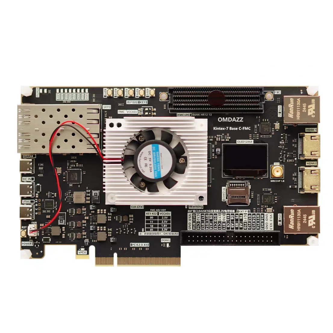 XC7K325T FPGA Development Learning Board, with 8 GTX Transceivers, PCIe Gen2 x4, Dual SFP+, Ethernet, DDR3, Onboard Debugger