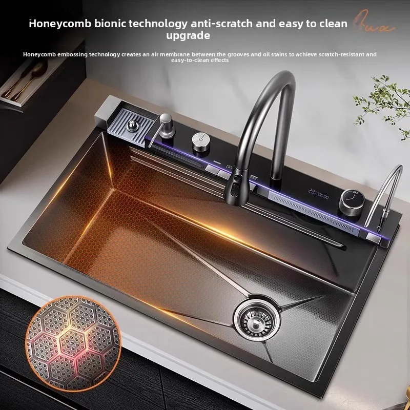 ZML Waterfall Sink Stainless Steel Handmade Large Single Bowl Household Kitchen Above Counter Basin Sink
ZML Waterfall Sink Stainless Steel Handmade Large Single Bowl Household Kitchen Above Counter Basin Sink