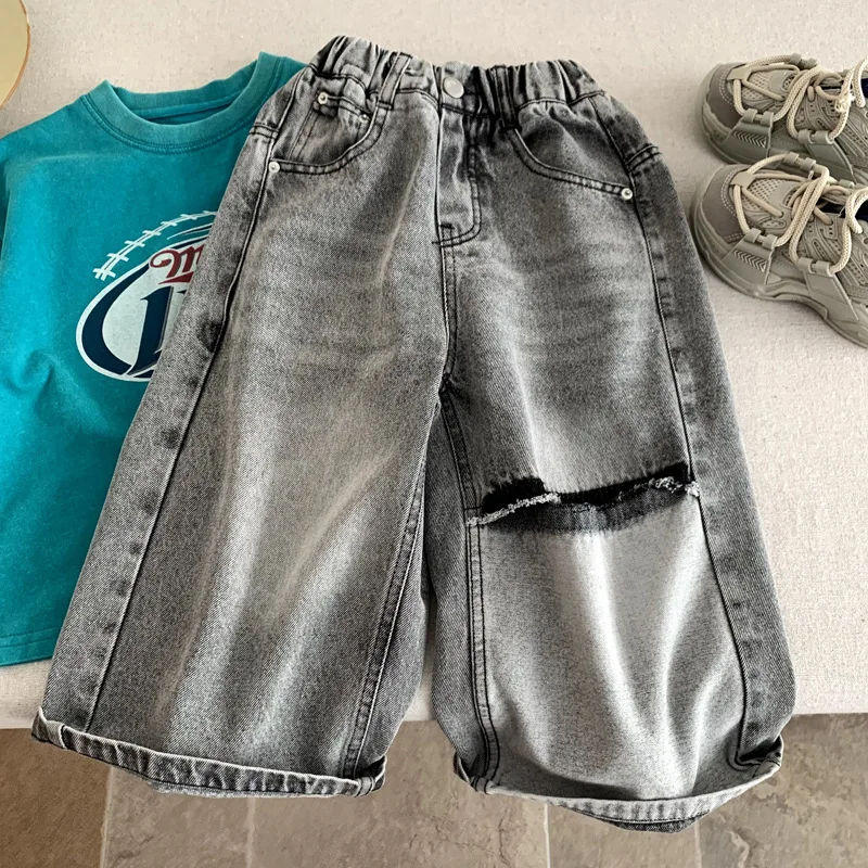 2026 Spring New Korean Children's Straight Tube Piercing Jeans for Boys and Girls, Trendy Cool Casual Pants, Trendy
2026 Spring New Korean Children's Straight Tube Piercing Jeans for Boys and Girls, Trendy Cool Casual Pants, Trendy