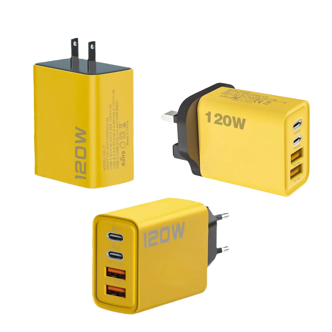 120W fast charging charging head multi-port mobile phone charging dual TYPE-C + dual USB US Eu UK regulations
120W fast charging charging head multi-port mobile phone charging dual TYPE-C + dual USB US Eu UK regulations