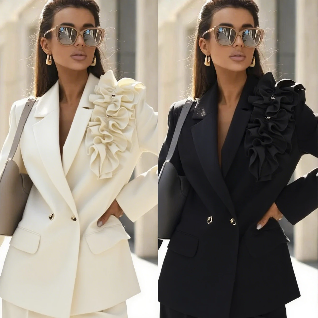 Modern Frilled Women Pants Suits 2 Pieces Plus Size Double Breasted Blazer Customized Wedding Guest Party Show Outfit
Modern Frilled Women Pants Suits 2 Pieces Plus Size Double Breasted Blazer Customized Wedding Guest Party Show Outfit