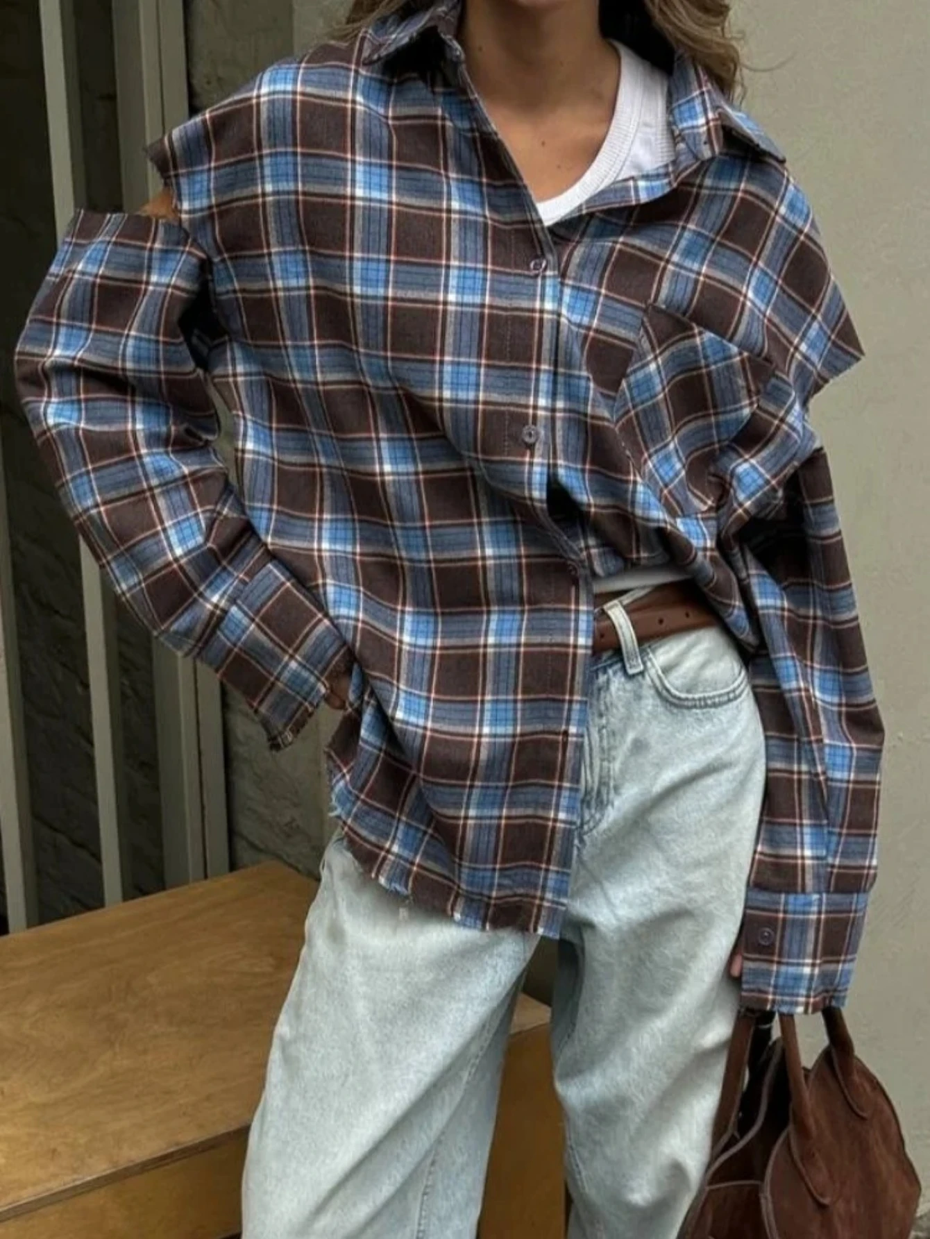 Fashion Checkered Pattern Shirt Women Elegant Lapel Long Sleeve Single Breasted Pocket Loose Top Lady Daily Street Tops
Fashion Checkered Pattern Shirt Women Elegant Lapel Long Sleeve Single Breasted Pocket Loose Top Lady Daily Street Tops