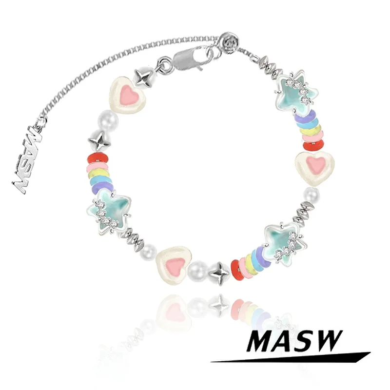 MASW Original Design Spring Summer Style Heart Star Colorful Disc Bracelet For Girl Women Jewelry Party Gift Daily Wearing
MASW Original Design Spring Summer Style Heart Star Colorful Disc Bracelet For Girl Women Jewelry Party Gift Daily Wearing